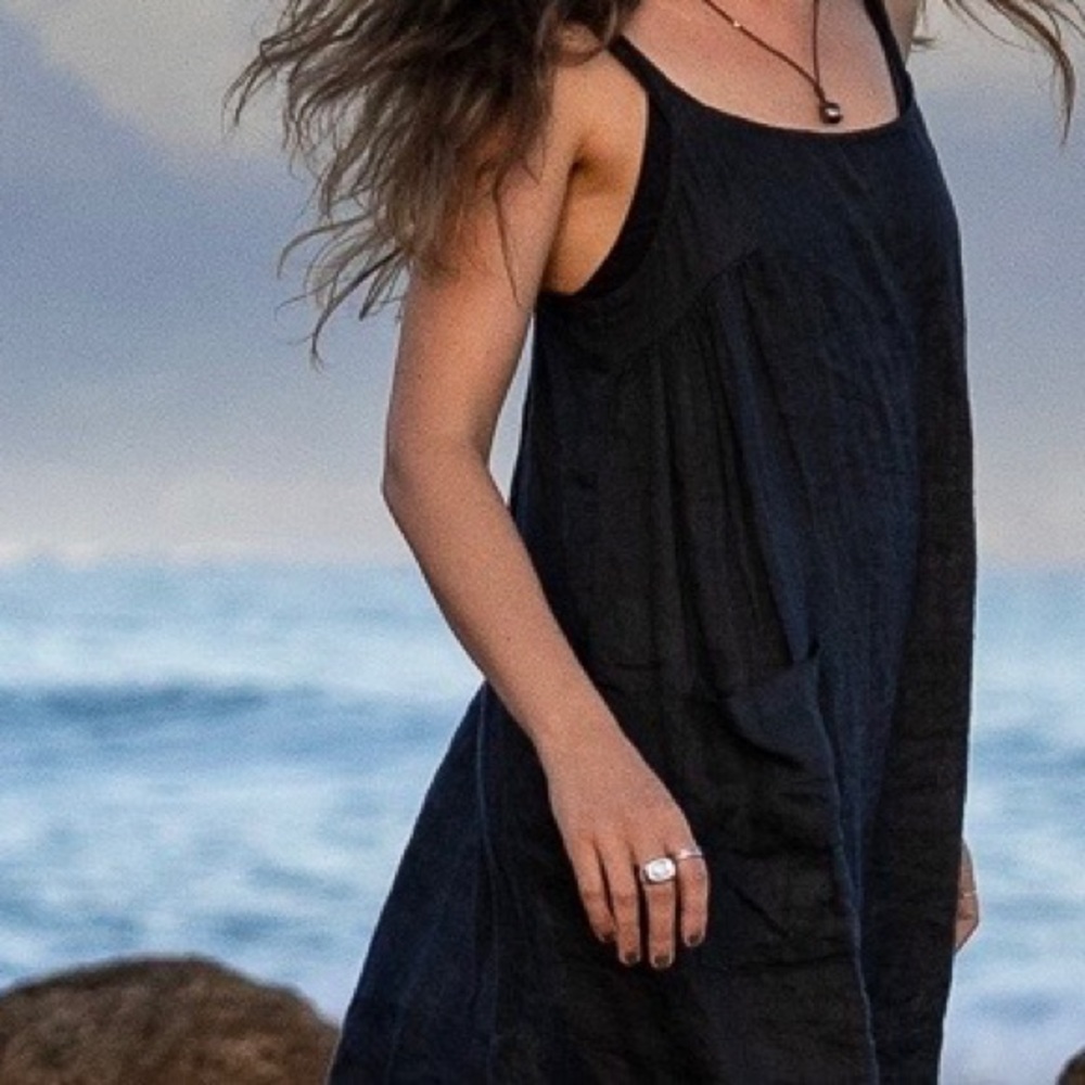 CP Shades black linen dress